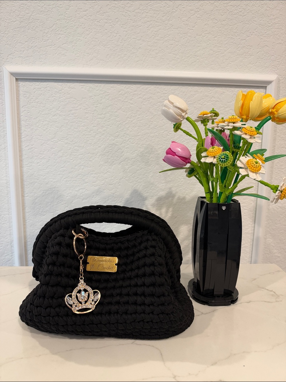Handmade Black Crochet Clutch